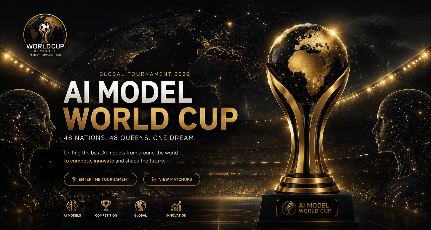AI Model World Cup cinematic stadium hero
